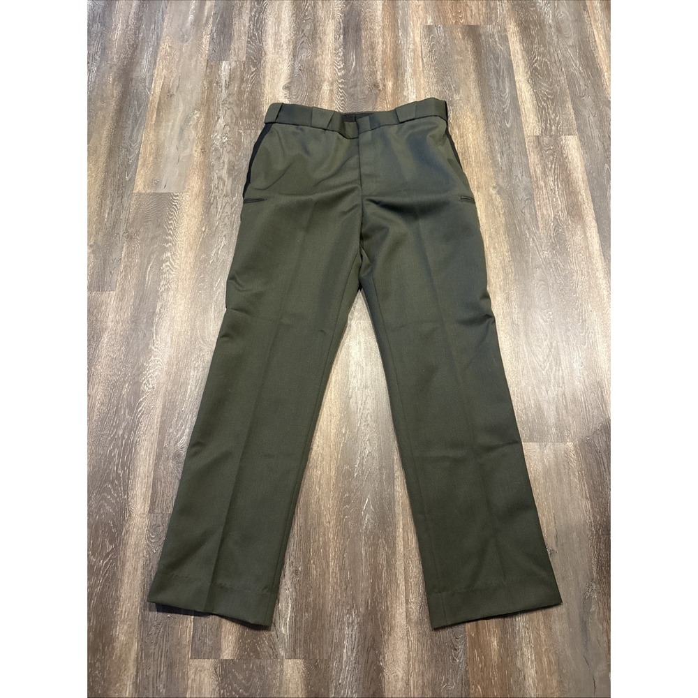 Flying Cross Men's 40X34 Poly Wool Pants Forest Green/Black Stripe 32218  NWT